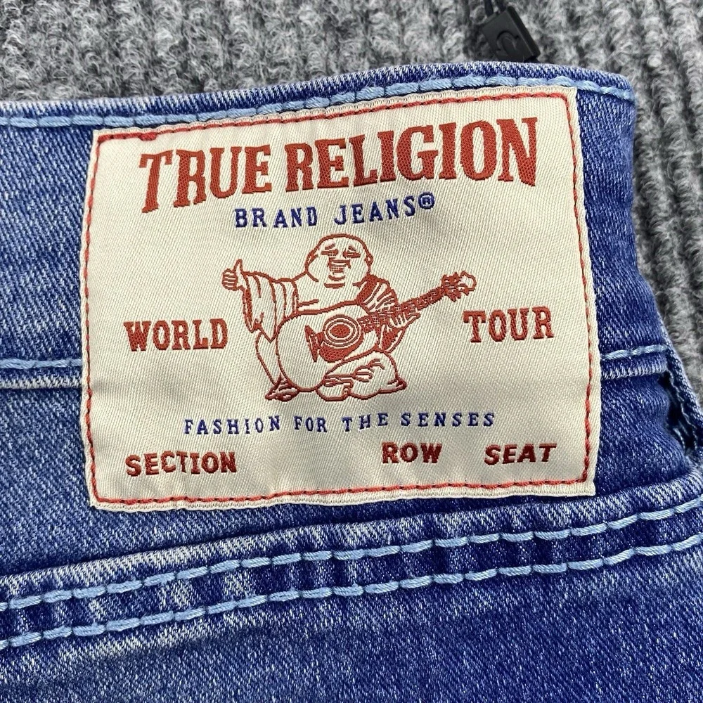 True Religion Geno Slim Jeans Mens 40 Blue Medium Neptune Wash Big T Denim Y2K